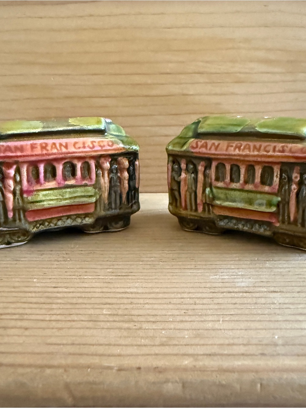 Vintage SNCO San Francisco Cable Car Ceramic Salt & Pepper Shakers Made in Japan